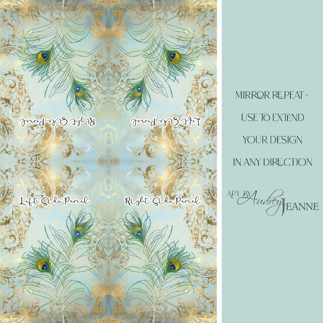 Peacock Feathers Gold und Dusty Blue Decoupage Seidenpapier (Von Creator hochgeladen)