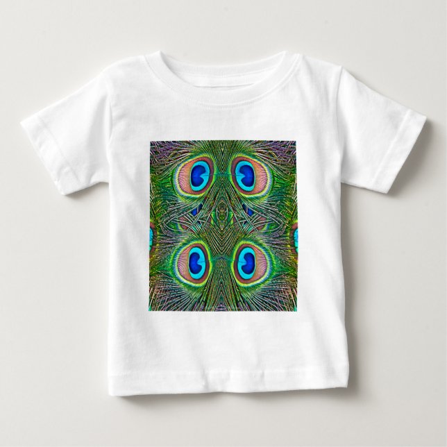 Peacock Feathers Kaleidoskop Print Baby T-shirt (Vorderseite)