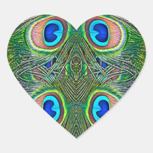 Peacock Feathers Kaleidoskop Print Herz-Aufkleber