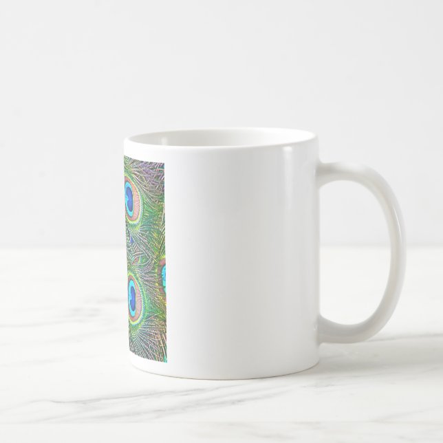 Peacock Feathers Kaleidoskop Print Kaffeetasse (Rechts)