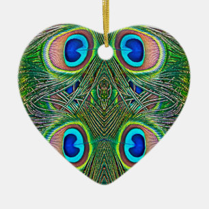 Peacock Feathers Kaleidoskop Print Keramik Ornament