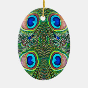 Peacock Feathers Kaleidoskop Print Keramikornament