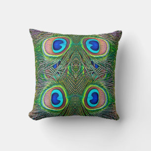 Peacock Feathers Kaleidoskop Print Kissen