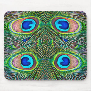 Peacock Feathers Kaleidoskop Print Mousepad
