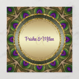 Peacock Feathers Lila Green Gold Indian Wedding Programm