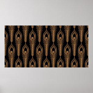 Peacock feathers luxuriöses Muster nahtlos. Orient Poster