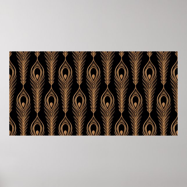 Peacock feathers luxuriöses Muster nahtlos. Orient Poster (Vorne)