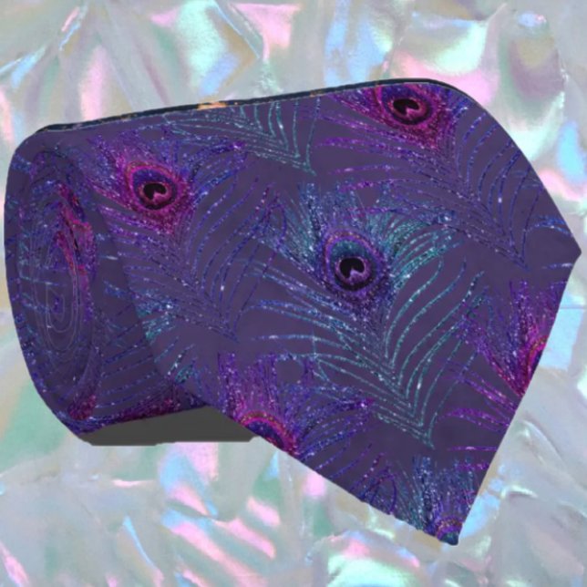 Peacock Feathers Navy Blue Glitzer Necktie Neck Krawatte (Von Creator hochgeladen)