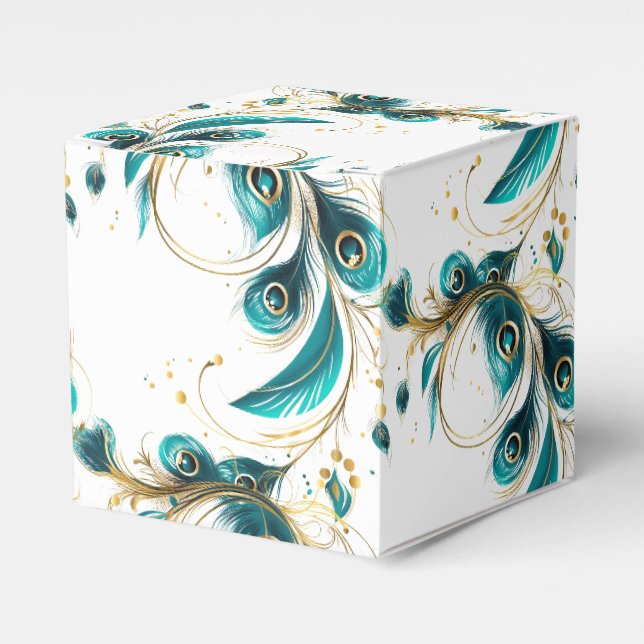 Peacock Feathers Party Leckerei Box Geschenkschachtel (Vorderseite)