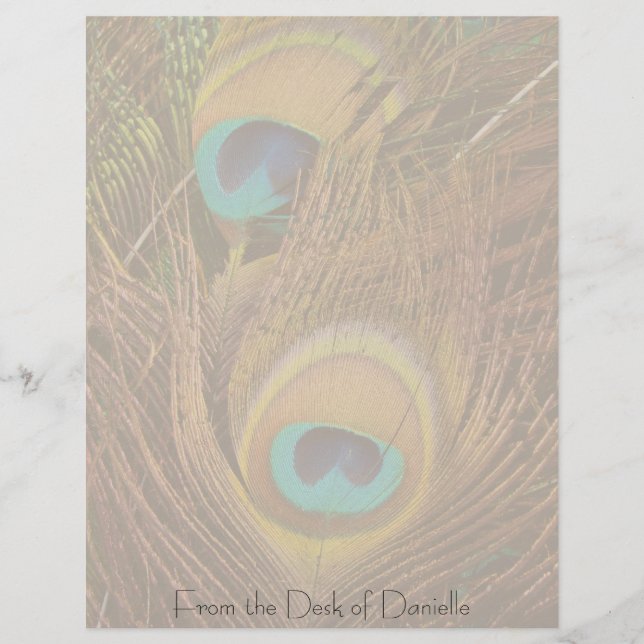 Peacock Feathers Personalisiert Letterhead (Vorderseite)