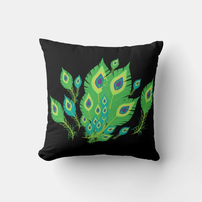 Peacock Feathers | Pfauenvögel | Art Kissen (Vorderseite)