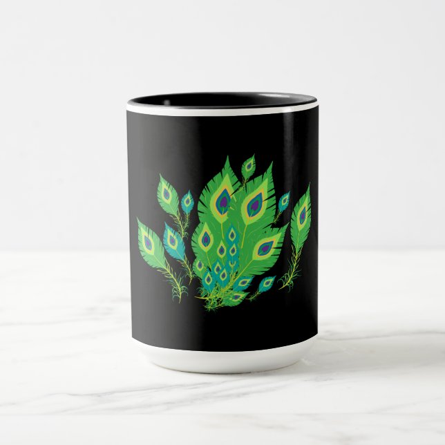 Peacock Feathers | Pfauenvögel | Art Tasse (Zentrum)