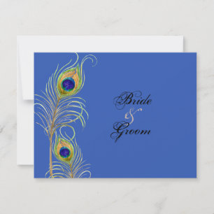 Peacock Feathers Royal Blue UAWG Response Cards RSVP Karte