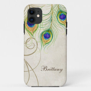 Peacock Feathers Royal Damask Personalisierte Name Case-Mate iPhone Hülle