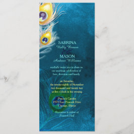 Peacock Feathers Rustic Peacock Blue Wedding Einladung