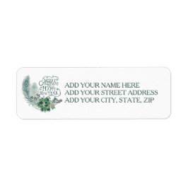 Peacock Feathers Succulents Holiday Address Labels
