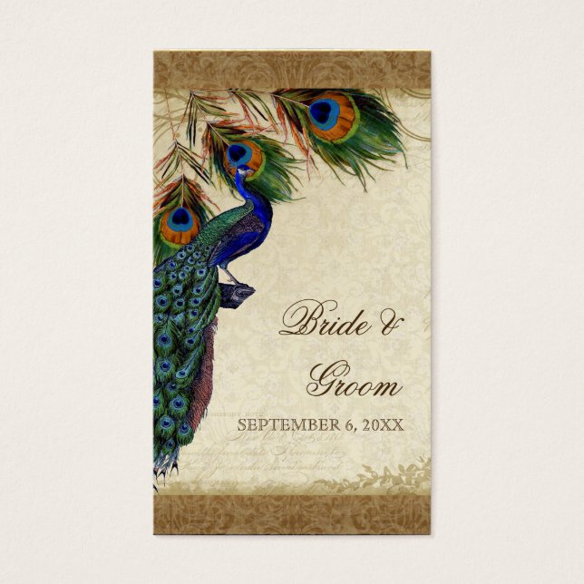 Peacock & Feathers Vintages Gold Look Damask Swirl (Vorderseite)