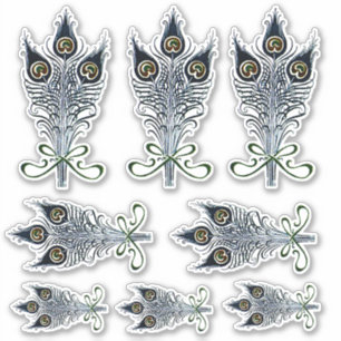 Peacock Feathers Vintages Jugendstil-Design Aufkleber