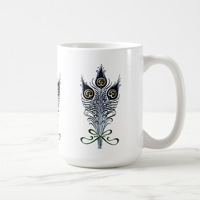 Peacock Feathers Vintages Jugendstil-Design Kaffeetasse (Rechts)