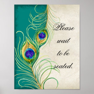 Peacock Feathers Wedding Fotografy Booth Sign Poster
