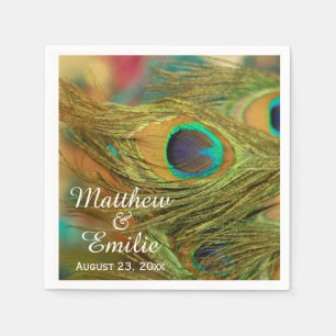 Peacock Feathers Wedding Napkins Serviette