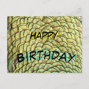 Peacock Feathers Yellow Pattern Geburtstagskarte Postkarte