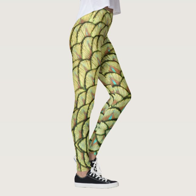 Peacock Feathers Yellow Pattern Legging Leggings (Rechts)