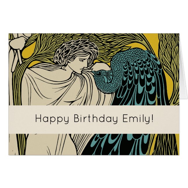 Peacock Fine Art Bird Nouveau (Vorderseite (Horizontal))