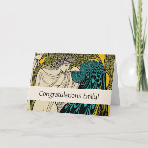 Peacock Fine Art Bird Nouveau Karte