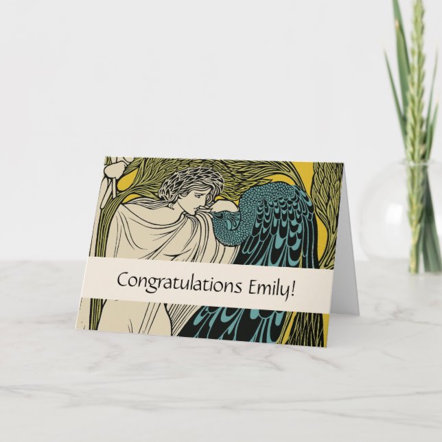 Peacock Fine Art Bird Nouveau Karte (Vorderseite)