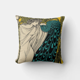 Peacock Fine Art Bird Nouveau Kissen