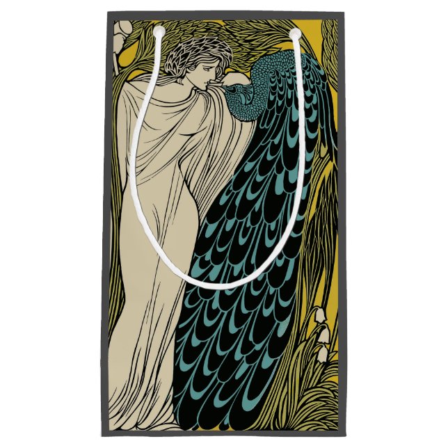 Peacock Fine Art Bird Nouveau Kleine Geschenktüte (Vorderseite)