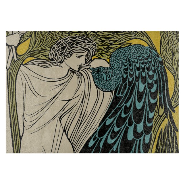 Peacock Fine Art Bird Nouveau Schneidebrett (Vorderseite)