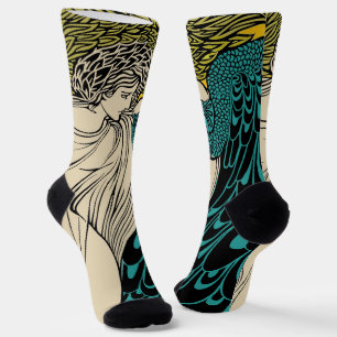 Peacock Fine Art Bird Nouveau Socken
