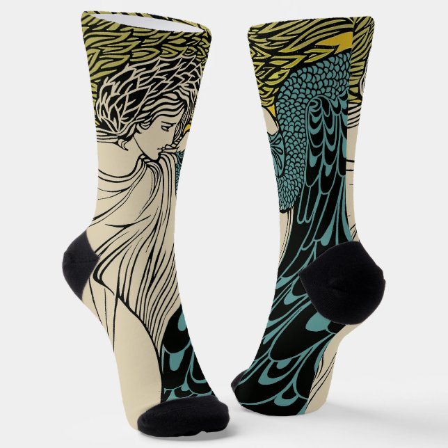 Peacock Fine Art Bird Nouveau Socken (Gewinkelt)