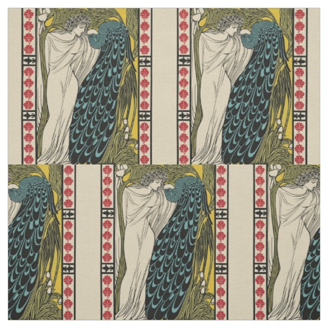 Peacock Fine Art Bird Nouveau Stoff (Muster)