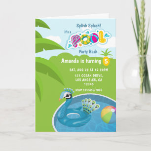 Peacock Floatie Pool Geburtstagsparty Einladung