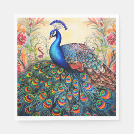 Peacock Floral Elegantes Hübsches Papier Napkins Serviette