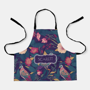 Peacock Floral Personalisiertes Muster Schürze