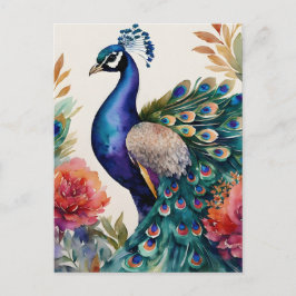 Peacock Floral Postkarte