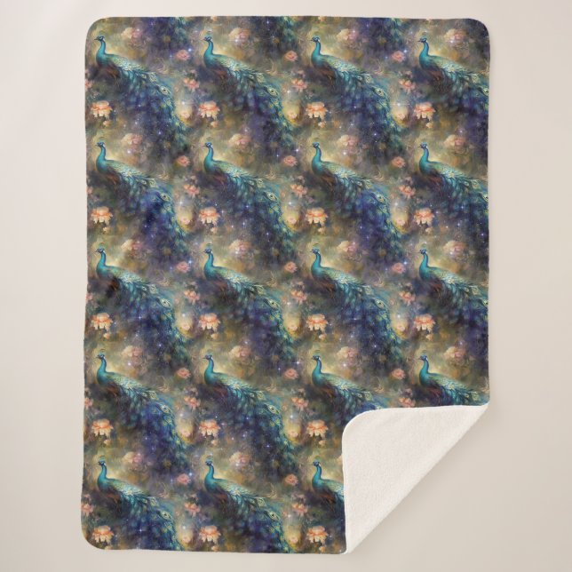 Peacock Floral Sherpadecke (Vorderseite)