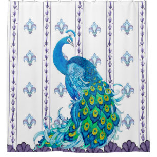Peacock Fluer-de-Lis Duschvorhang