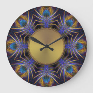 Peacock Fractal Web Feathers Wall Clock Große Wanduhr