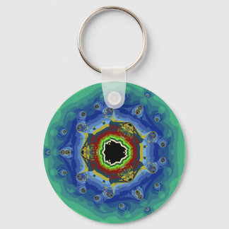 Peacock Fraktal Mandala Blue Green Schlüsselanhänger