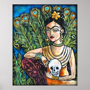 Peacock Frida Kahlo und Skull Poster
