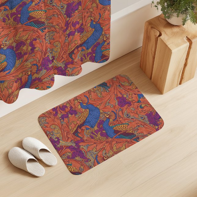 Peacock Garden in Cobalt Blue Purple Terracotta  Badematte (Von Creator hochgeladen)