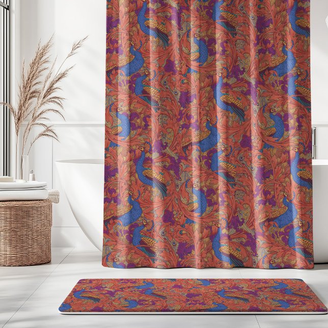 Peacock Garden in Cobalt Blue Purple Terracotta  Duschvorhang (Von Creator hochgeladen)