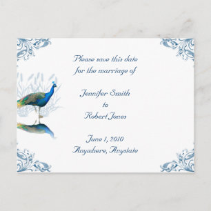 Peacock Garden Save the Date Ankündigungspostkarte