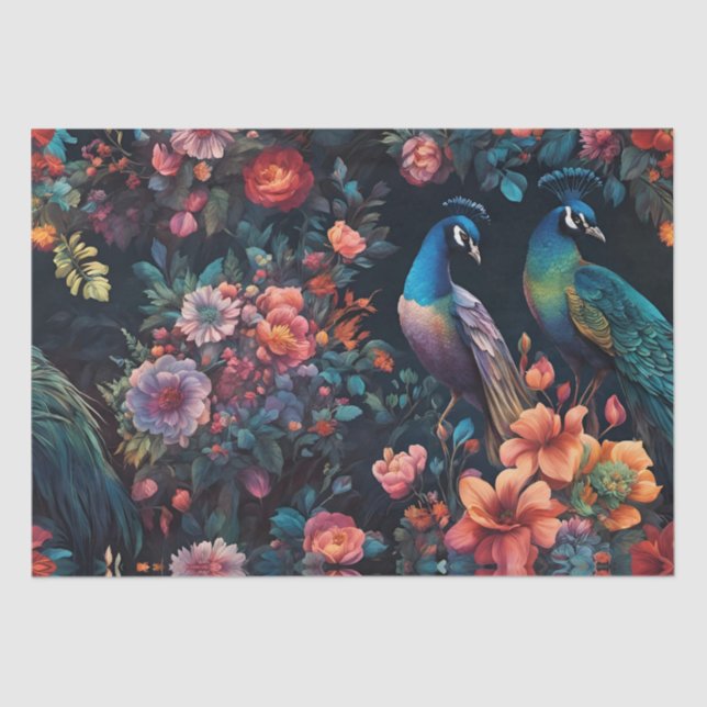 Peacock Garden Wallpaper Art Seidenpapier (Vorderseite)