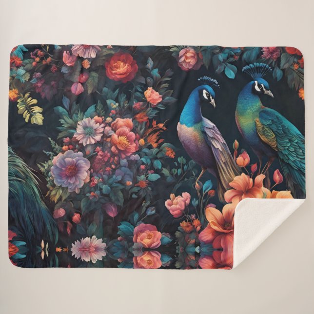 Peacock Garden Wallpaper Art Sherpadecke (Vorderseite (Horizontal))